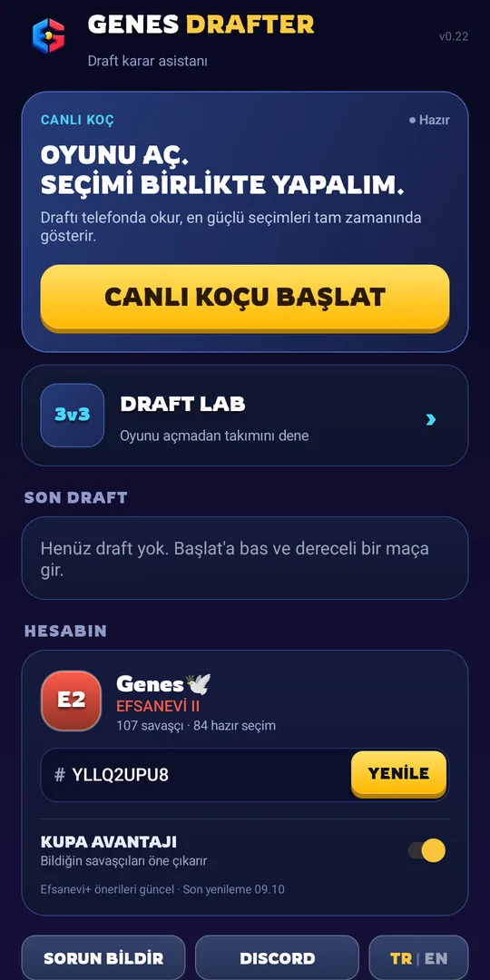 Uygulamanın ana ekranı